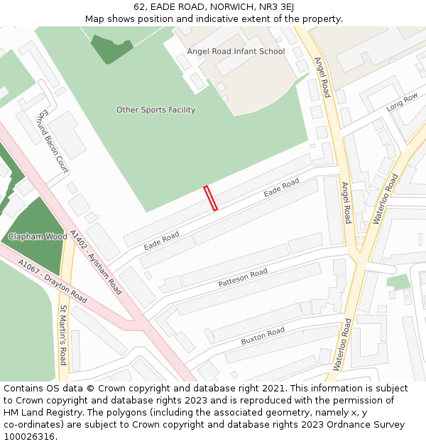 62, EADE ROAD, NORWICH, NR3 3EJ: Location map and indicative extent of plot