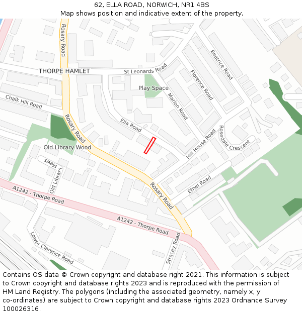 62, ELLA ROAD, NORWICH, NR1 4BS: Location map and indicative extent of plot