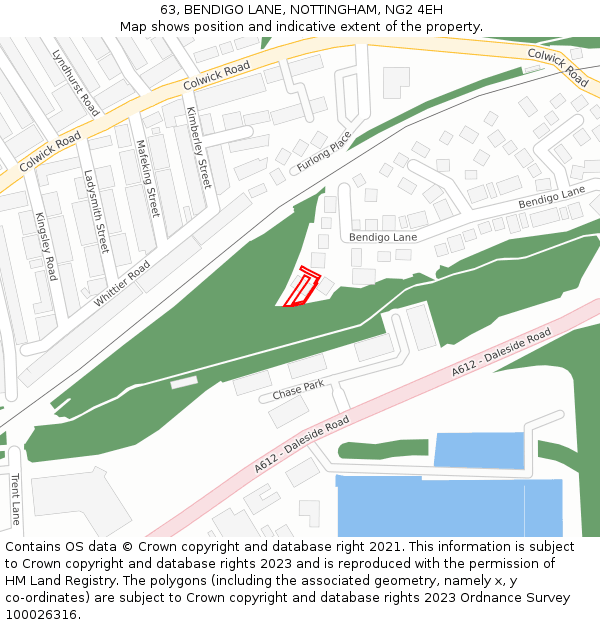 63, BENDIGO LANE, NOTTINGHAM, NG2 4EH: Location map and indicative extent of plot