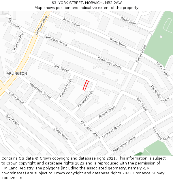 63, YORK STREET, NORWICH, NR2 2AW: Location map and indicative extent of plot