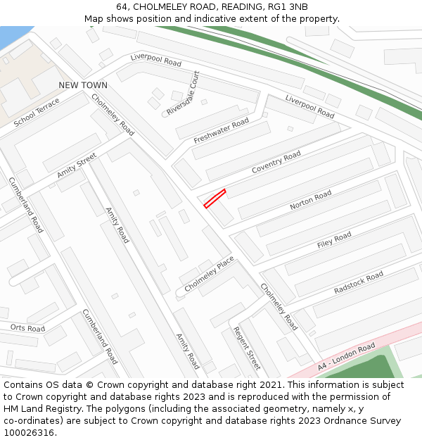 64, CHOLMELEY ROAD, READING, RG1 3NB: Location map and indicative extent of plot