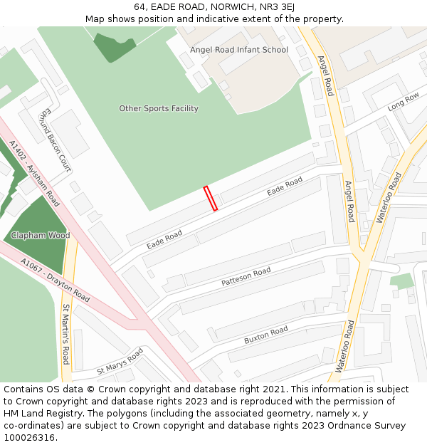 64, EADE ROAD, NORWICH, NR3 3EJ: Location map and indicative extent of plot