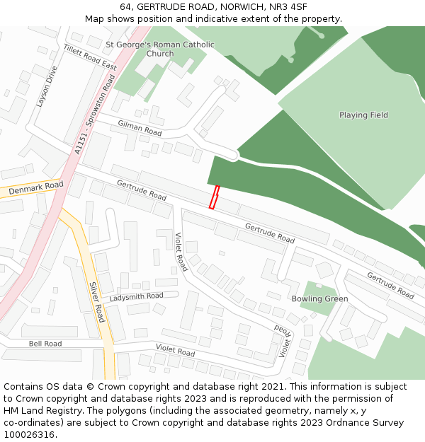 64, GERTRUDE ROAD, NORWICH, NR3 4SF: Location map and indicative extent of plot
