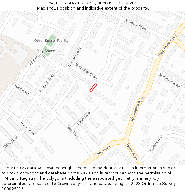 64, HELMSDALE CLOSE, READING, RG30 2PS: Location map and indicative extent of plot