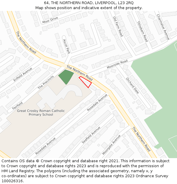 64, THE NORTHERN ROAD, LIVERPOOL, L23 2RQ: Location map and indicative extent of plot