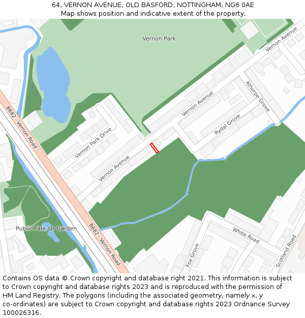 64, VERNON AVENUE, OLD BASFORD, NOTTINGHAM, NG6 0AE: Location map and indicative extent of plot