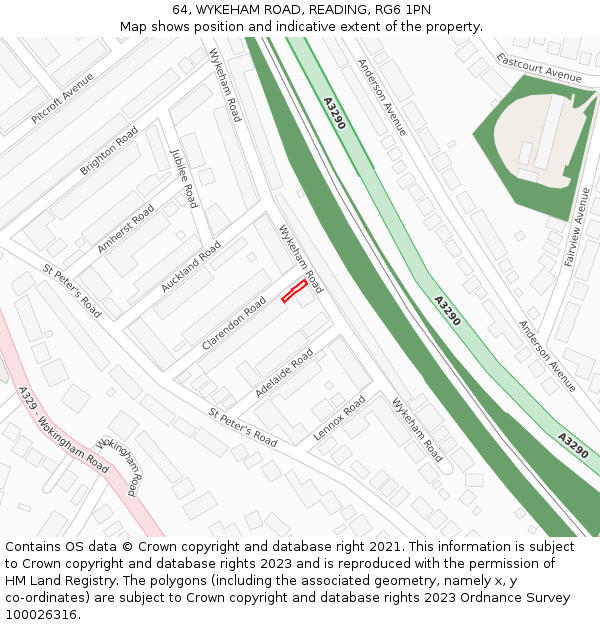 64, WYKEHAM ROAD, READING, RG6 1PN: Location map and indicative extent of plot