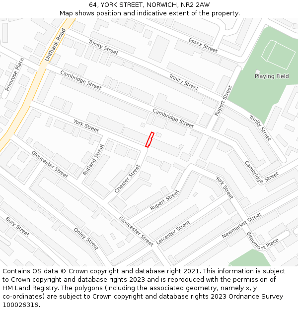 64, YORK STREET, NORWICH, NR2 2AW: Location map and indicative extent of plot
