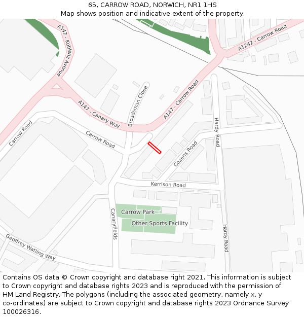 65, CARROW ROAD, NORWICH, NR1 1HS: Location map and indicative extent of plot