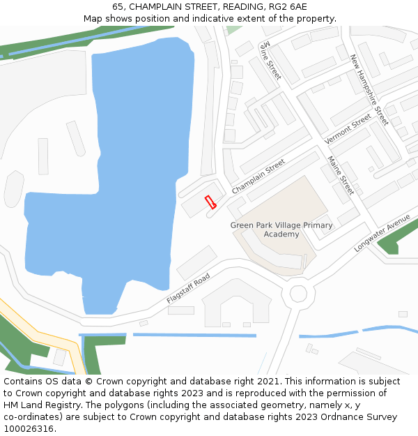 65, CHAMPLAIN STREET, READING, RG2 6AE: Location map and indicative extent of plot