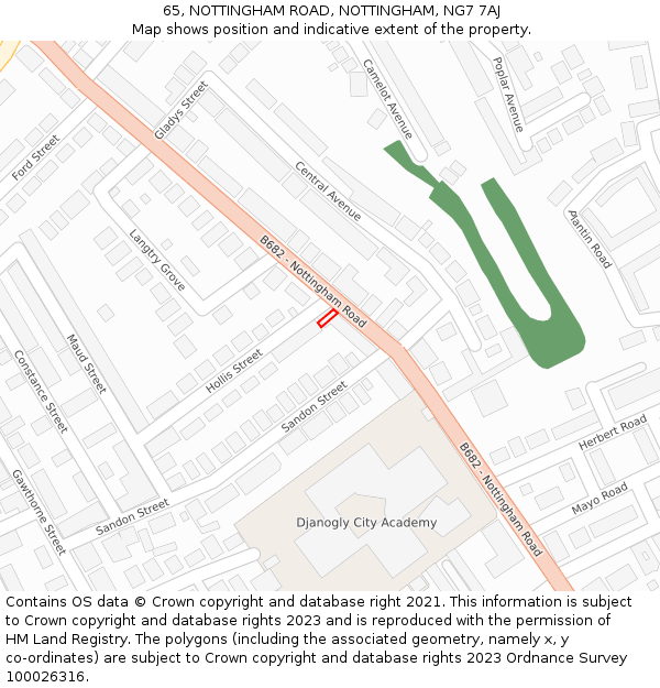 65, NOTTINGHAM ROAD, NOTTINGHAM, NG7 7AJ: Location map and indicative extent of plot