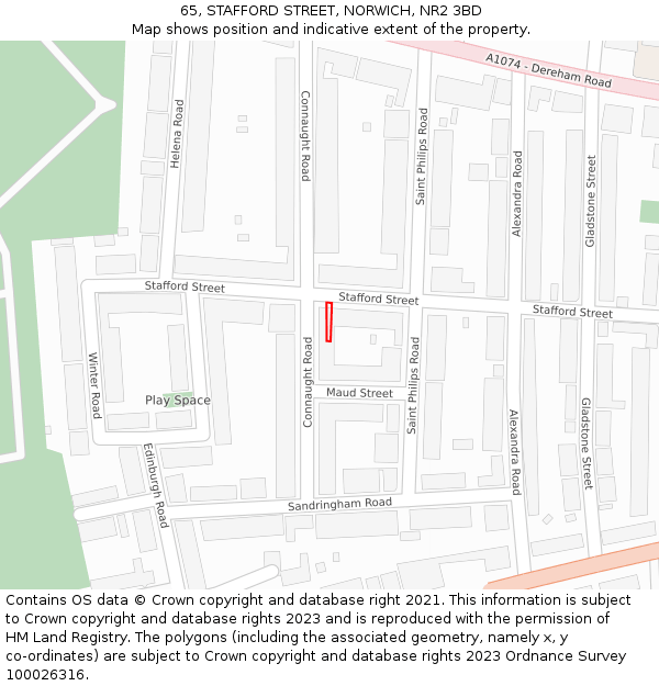 65, STAFFORD STREET, NORWICH, NR2 3BD: Location map and indicative extent of plot