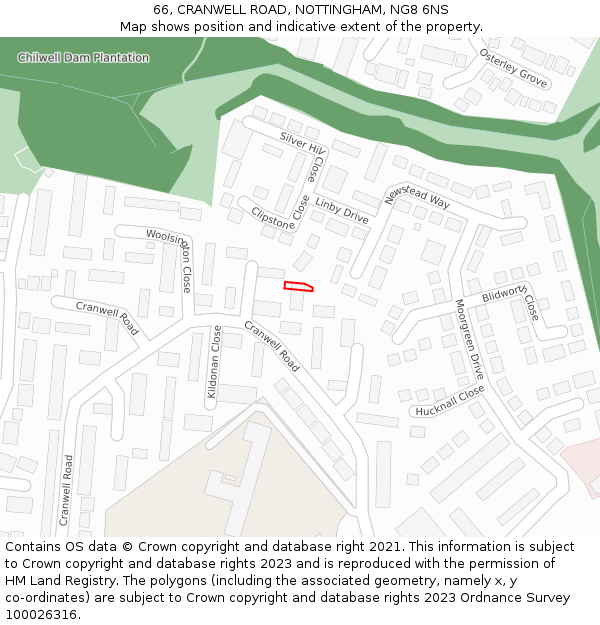 66, CRANWELL ROAD, NOTTINGHAM, NG8 6NS: Location map and indicative extent of plot