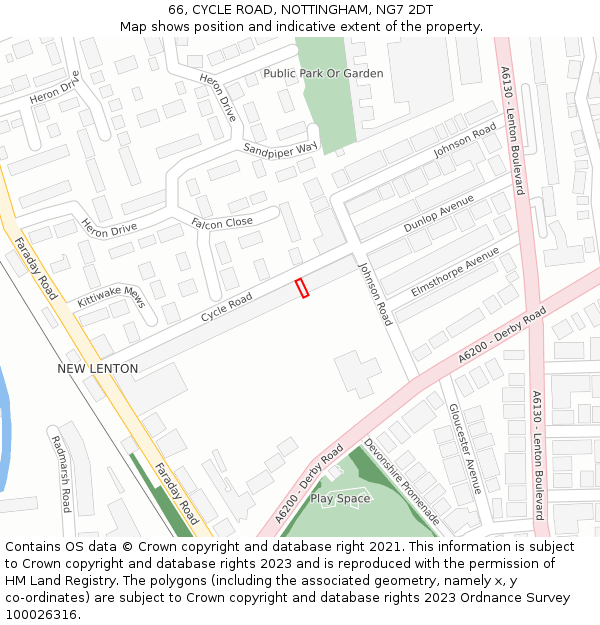 66, CYCLE ROAD, NOTTINGHAM, NG7 2DT: Location map and indicative extent of plot