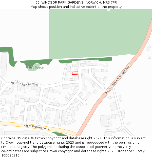 66, WINDSOR PARK GARDENS, NORWICH, NR6 7PR: Location map and indicative extent of plot