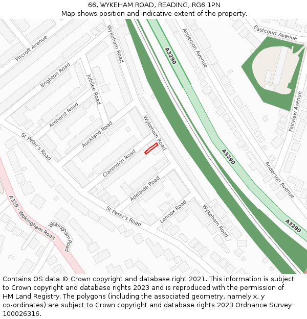 66, WYKEHAM ROAD, READING, RG6 1PN: Location map and indicative extent of plot
