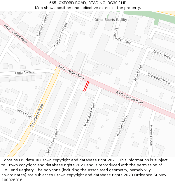 665, OXFORD ROAD, READING, RG30 1HP: Location map and indicative extent of plot