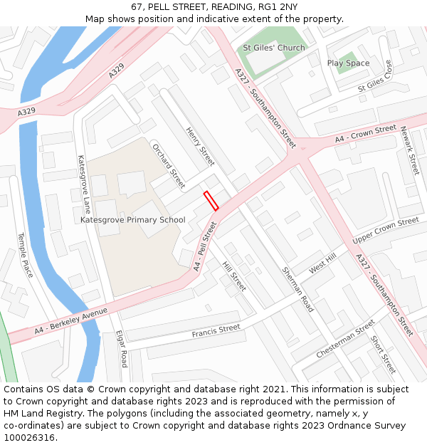 67, PELL STREET, READING, RG1 2NY: Location map and indicative extent of plot