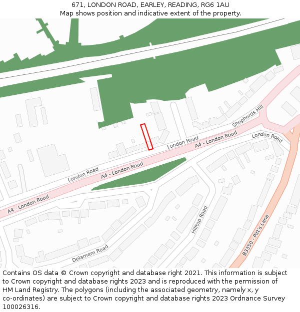 671, LONDON ROAD, EARLEY, READING, RG6 1AU: Location map and indicative extent of plot