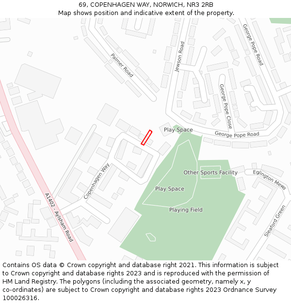 69, COPENHAGEN WAY, NORWICH, NR3 2RB: Location map and indicative extent of plot