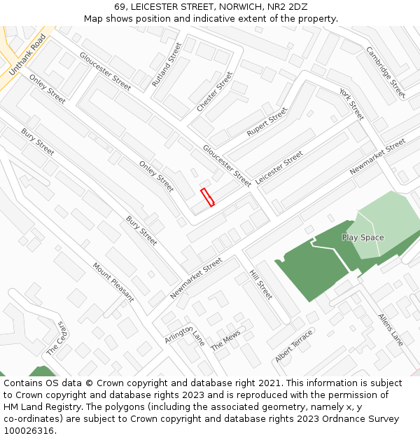 69, LEICESTER STREET, NORWICH, NR2 2DZ: Location map and indicative extent of plot