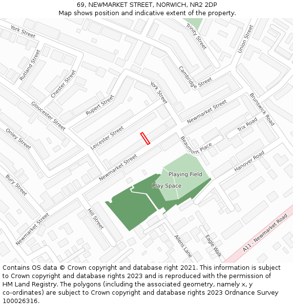 69, NEWMARKET STREET, NORWICH, NR2 2DP: Location map and indicative extent of plot