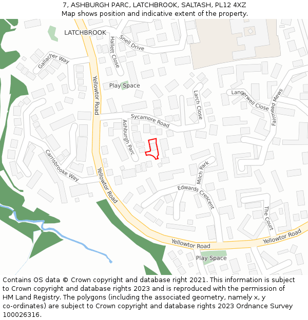7, ASHBURGH PARC, LATCHBROOK, SALTASH, PL12 4XZ: Location map and indicative extent of plot