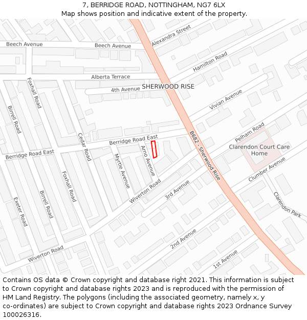 7, BERRIDGE ROAD, NOTTINGHAM, NG7 6LX: Location map and indicative extent of plot