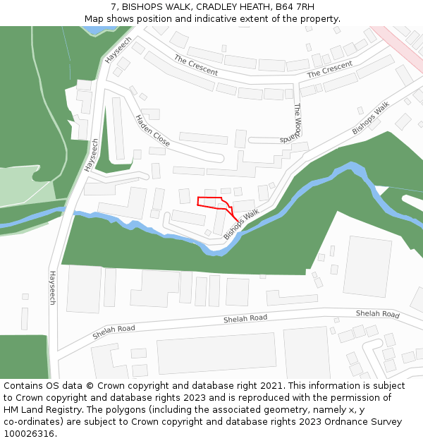 7, BISHOPS WALK, CRADLEY HEATH, B64 7RH: Location map and indicative extent of plot