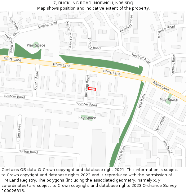 7, BLICKLING ROAD, NORWICH, NR6 6DQ: Location map and indicative extent of plot