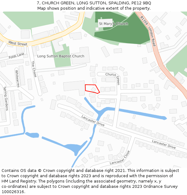 7, CHURCH GREEN, LONG SUTTON, SPALDING, PE12 9BQ: Location map and indicative extent of plot