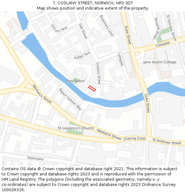 7, COSLANY STREET, NORWICH, NR3 3DT: Location map and indicative extent of plot
