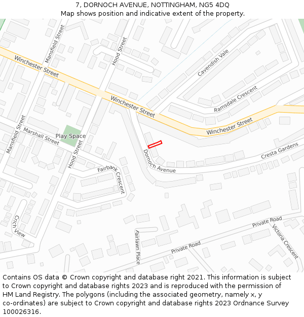 7, DORNOCH AVENUE, NOTTINGHAM, NG5 4DQ: Location map and indicative extent of plot