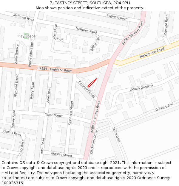 7, EASTNEY STREET, SOUTHSEA, PO4 9PU: Location map and indicative extent of plot