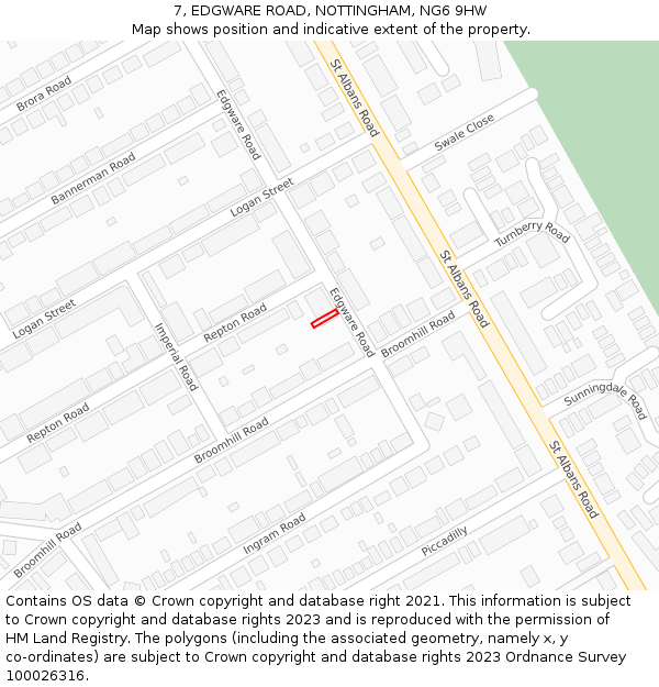7, EDGWARE ROAD, NOTTINGHAM, NG6 9HW: Location map and indicative extent of plot