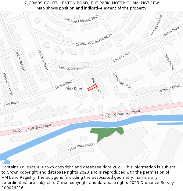 7, FRIARS COURT, LENTON ROAD, THE PARK, NOTTINGHAM, NG7 1EW: Location map and indicative extent of plot