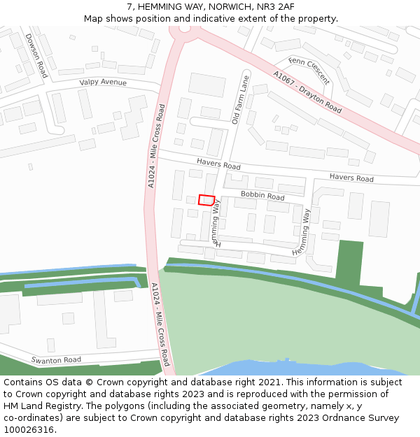 7, HEMMING WAY, NORWICH, NR3 2AF: Location map and indicative extent of plot