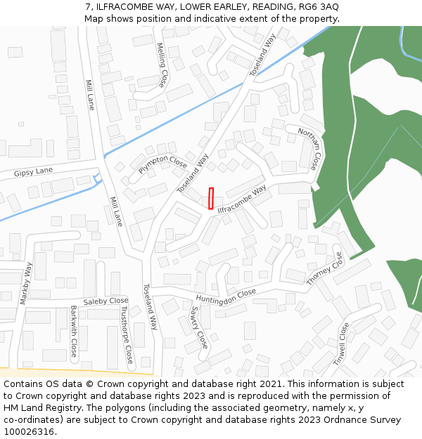 7, ILFRACOMBE WAY, LOWER EARLEY, READING, RG6 3AQ: Location map and indicative extent of plot