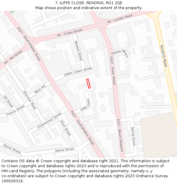 7, ILIFFE CLOSE, READING, RG1 2QE: Location map and indicative extent of plot