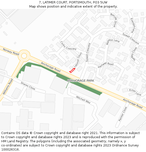 7, LATIMER COURT, PORTSMOUTH, PO3 5UW: Location map and indicative extent of plot