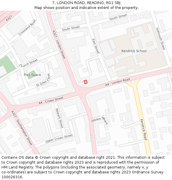 7, LONDON ROAD, READING, RG1 5BJ: Location map and indicative extent of plot