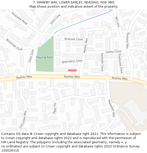 7, MARKBY WAY, LOWER EARLEY, READING, RG6 3BG: Location map and indicative extent of plot