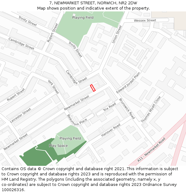 7, NEWMARKET STREET, NORWICH, NR2 2DW: Location map and indicative extent of plot