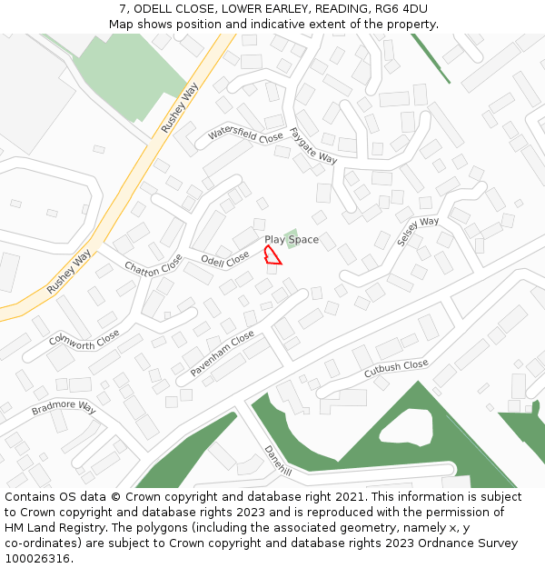 7, ODELL CLOSE, LOWER EARLEY, READING, RG6 4DU: Location map and indicative extent of plot