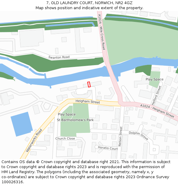 7, OLD LAUNDRY COURT, NORWICH, NR2 4GZ: Location map and indicative extent of plot