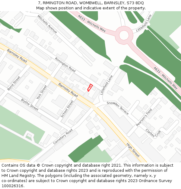 7, RIMINGTON ROAD, WOMBWELL, BARNSLEY, S73 8DQ: Location map and indicative extent of plot