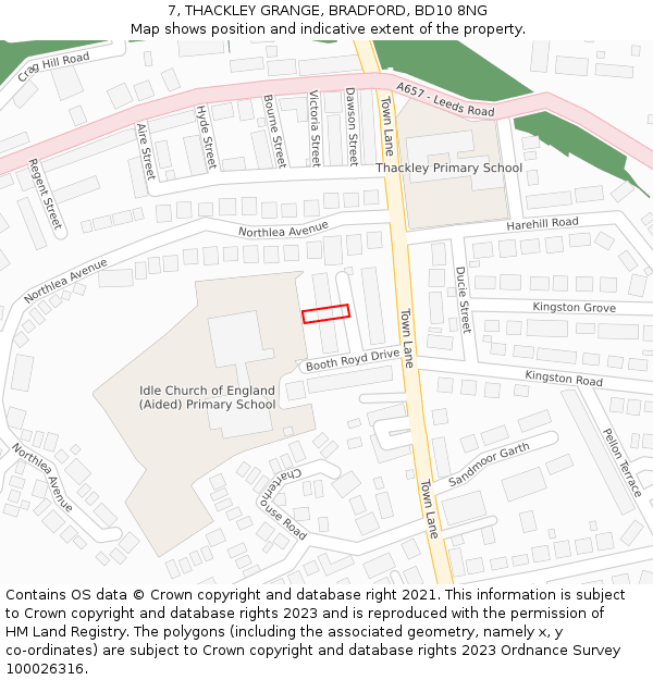 7, THACKLEY GRANGE, BRADFORD, BD10 8NG: Location map and indicative extent of plot