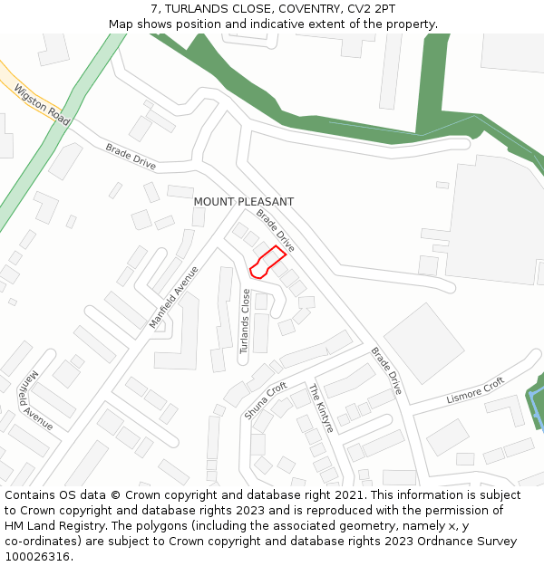 7, TURLANDS CLOSE, COVENTRY, CV2 2PT: Location map and indicative extent of plot