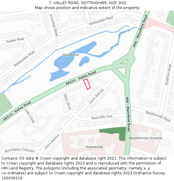 7, VALLEY ROAD, NOTTINGHAM, NG5 3HQ: Location map and indicative extent of plot