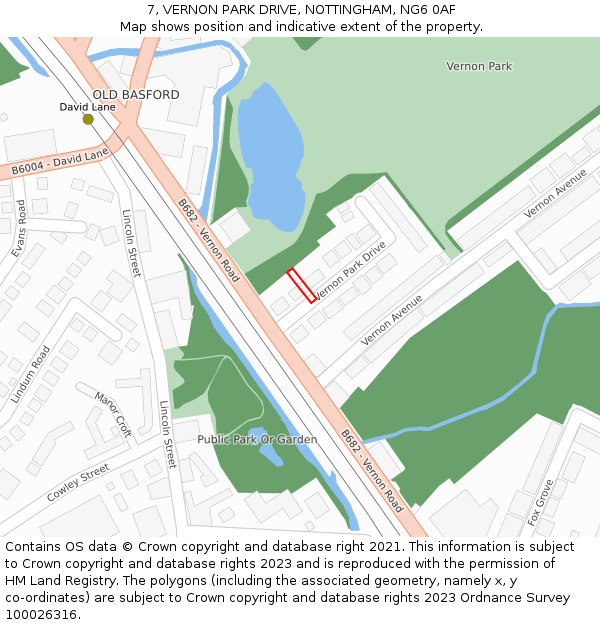 7, VERNON PARK DRIVE, NOTTINGHAM, NG6 0AF: Location map and indicative extent of plot